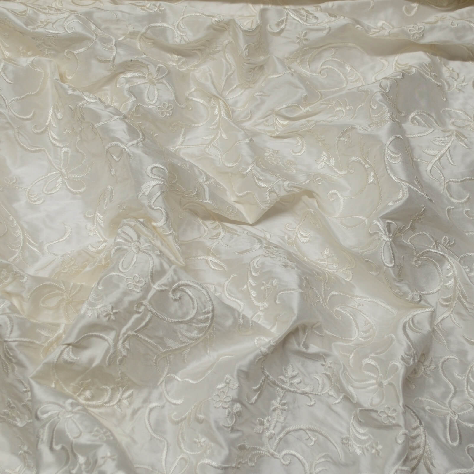 EB-906B: Ivory Shantung Dupioni With Fine Bridal Embroidery - Silks ...