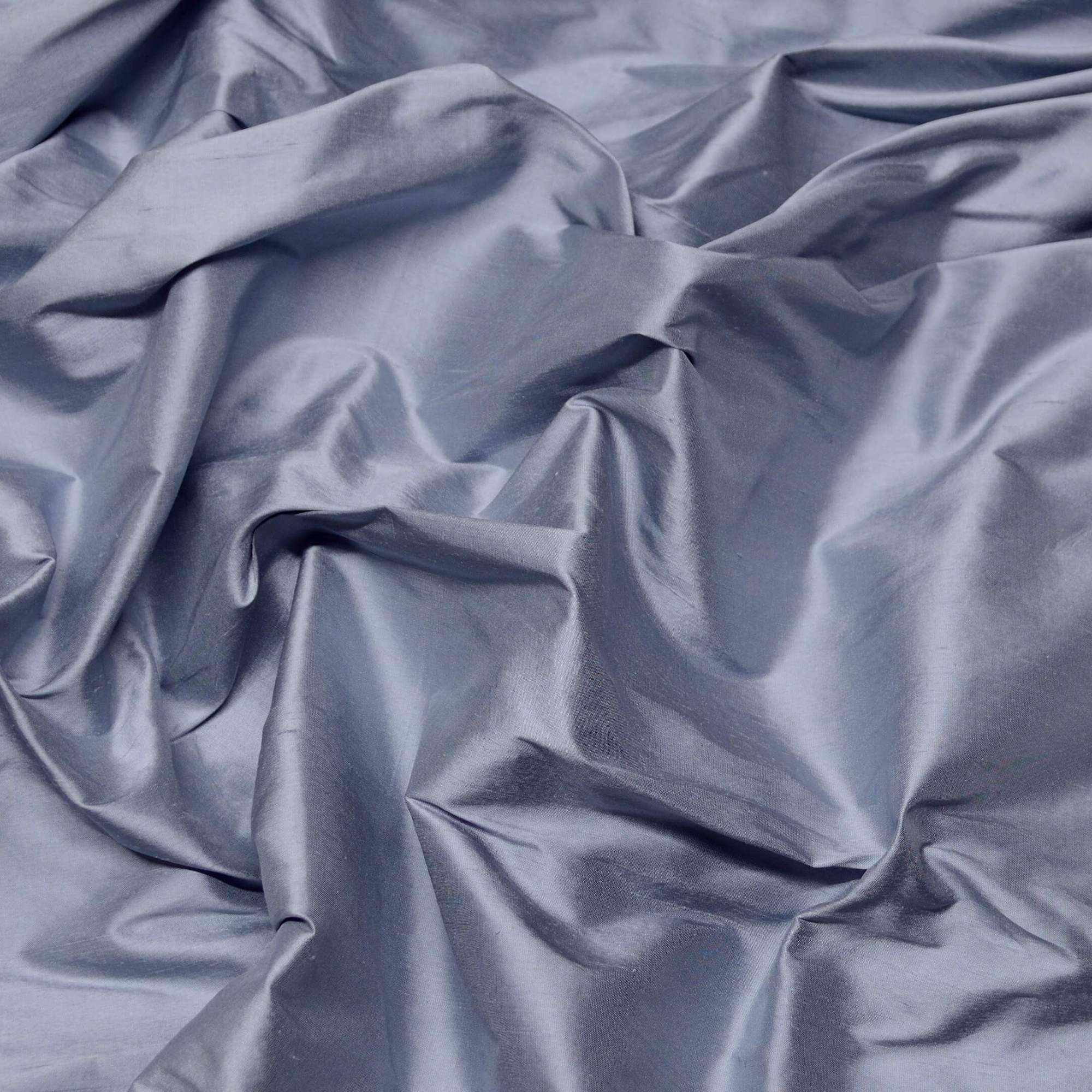 Vintage French Blue Stripe Silk Shantung Fabric 