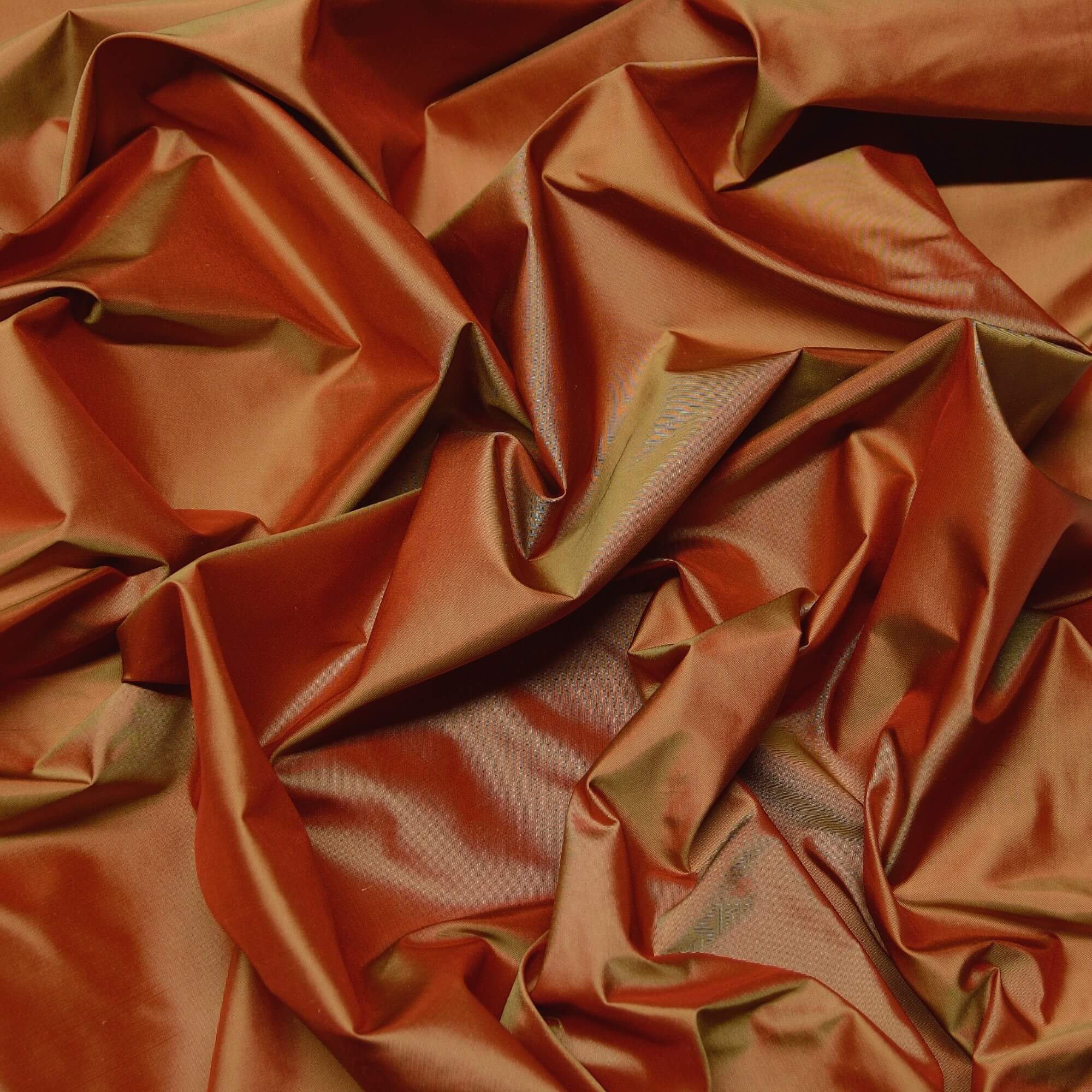 TS-7043: Red Gold Silk Taffeta Fabric 100% Silk